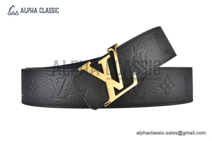 LV Initiales 40mm Reversible Belt Black Monogram Taurillon Leather with Yellow Gold LV Initials Buckle