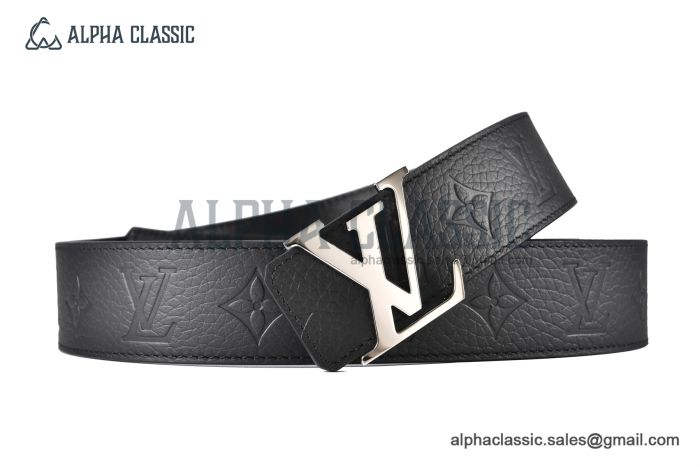LV Initiales 40mm Reversible Belt Black Monogram Taurillon Leather with Stainless Steel LV Initials Buckle
