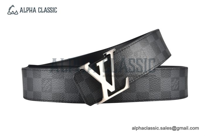 LV Initiales 40MM Belt Black Damier Graphite Canvas with Stainless Steel LV Initials Buckle