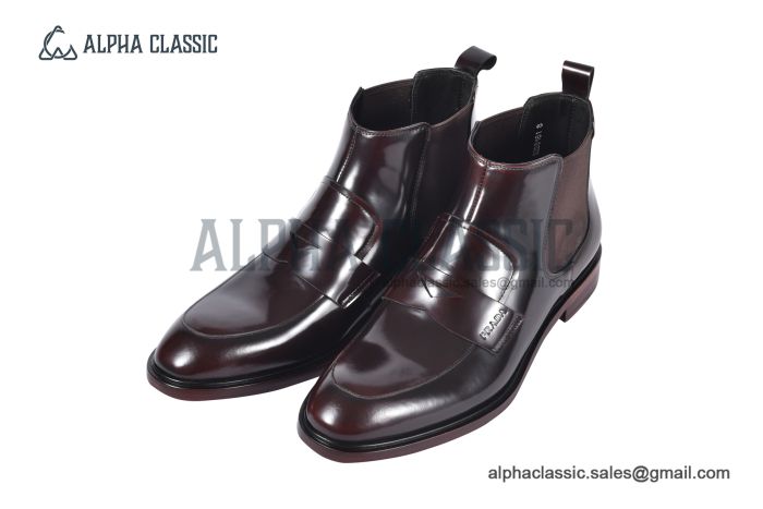 Prada Classic Brushed Red Calfskin Boot with the Triangle-embossed Logo