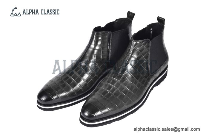 Berluti Caractère Éclair Alligator Leather Shape Green Calfskin Boot
