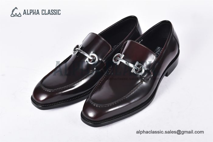 Ferragamo Red Calfskin Moccasin with Gancini Ornament