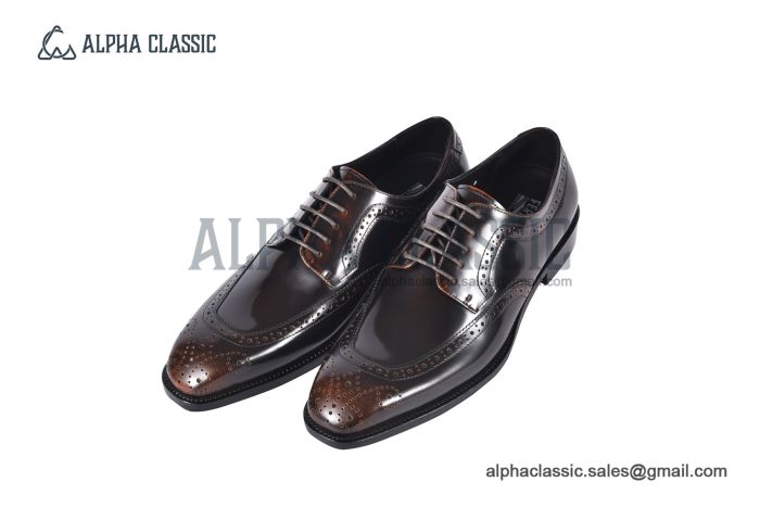 Ferragamo Sophisticated Perforations Red Calfskin Derby Shoes