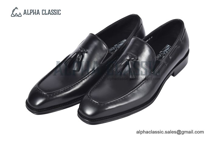 Ferragamo Matte Black Calfskin Tassel Loafer