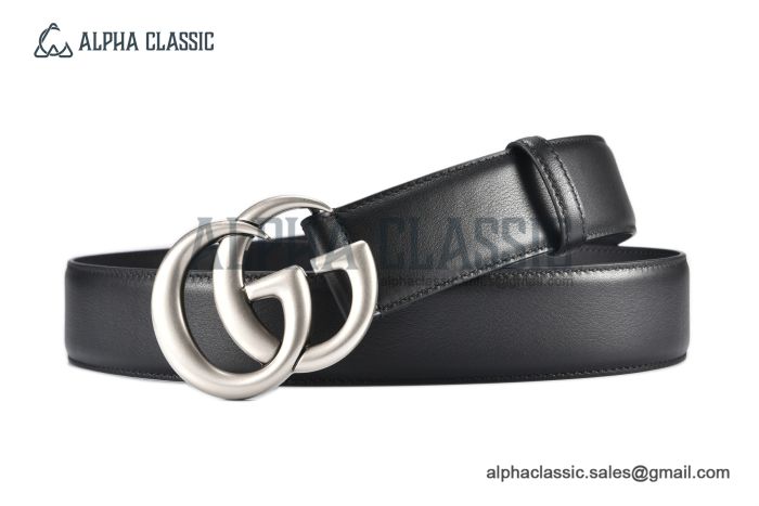 Gucci GG Marmont Reversible Belt Black Leather With Stainless Steel Double G Buckle 