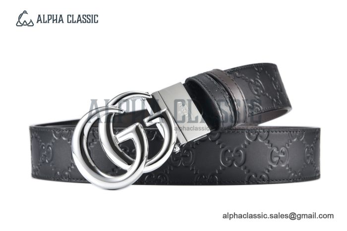 Gucci GG Marmont Reversible Belt Black Calf Leather With Stainless Steel Double G Buckle