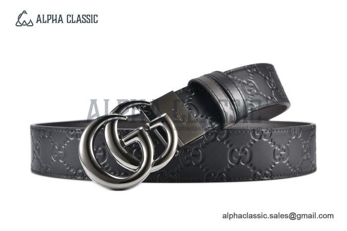 Gucci GG Marmont Reversible Belt Black Calf Leather With Gray Steel Double G Buckle