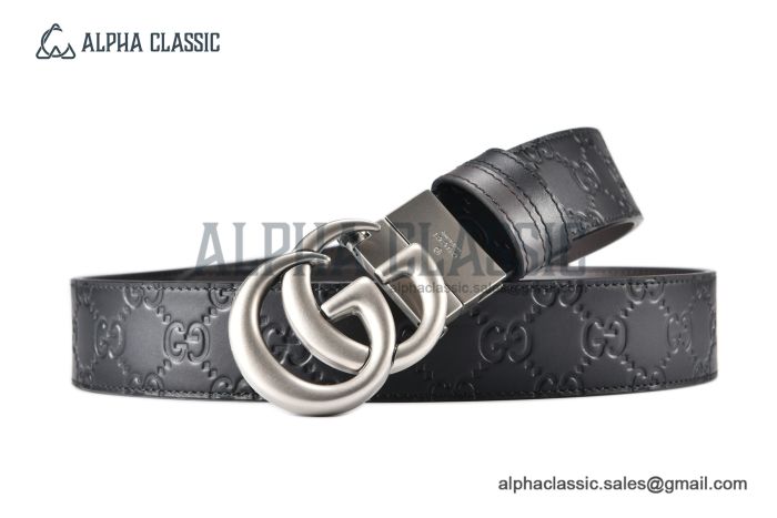 Gucci GG Marmont Reversible Belt Calf Leather With Gray Steel Double G Buckle