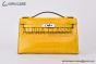 Hermes Mini Kelly Jaune Ambre Crocodile Leather Palladium Hardware Fully Handmade