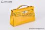 Hermes Mini Kelly Jaune Ambre Crocodile Leather Palladium Hardware Fully Handmade