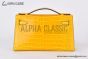 Hermes Mini Kelly Jaune Ambre Crocodile Leather Palladium Hardware Fully Handmade