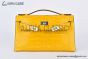 Hermes Mini Kelly Jaune Ambre Crocodile Leather Palladium Hardware Fully Handmade