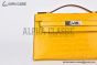 Hermes Mini Kelly Jaune Ambre Crocodile Leather Palladium Hardware Fully Handmade
