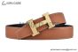 HERMES H Guillochee Belt YG Buckle & Noir / Orange Reversible Togo & Box 135 Leather Belt
