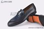 Hermes Paris Black Goat / Blue Croco Patern Leather Loafer