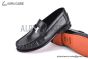 Hermes Karlo Black Smooth Leather Loafer with Silver H Buckle