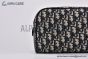 Dior Toiletry Bag Beige & Black Oblique Jacquard with Black Grained Calfskin