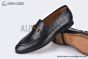 Gucci Black Croco Patern Leather Loafer with Horsebit