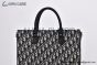Dior Saddle Tote Bag Beige & Black Oblique Jacquard with Grained Calfskin