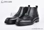 Prada Classic Boot with Logo Plate Black Grain Leather