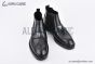 Prada Classic Boot with Logo Plate Black Grain Leather