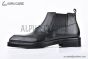 Prada Classic Boot with Logo Plate Black Grain Leather