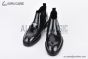 Prada Classic Boot with Logo Plate Black Burnished Leather