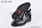 Prada Classic Boot with Logo Plate Black Burnished Leather