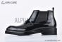 Prada Classic Boot with Logo Plate Black Burnished Leather