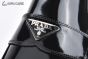 Prada Classic Boot with Logo Plate Black Burnished Leather