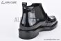 Prada Classic Boot with Logo Plate Black Burnished Leather