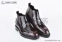 Prada Classic Boot with Logo Plate Brown Burnished Leather