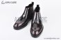 Prada Classic Boot with Logo Plate Brown Burnished Leather