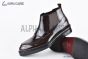 Prada Classic Boot with Logo Plate Brown Burnished Leather