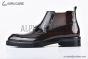 Prada Classic Boot with Logo Plate Brown Burnished Leather