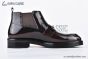 Prada Classic Boot with Logo Plate Brown Burnished Leather