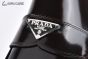 Prada Classic Boot with Logo Plate Brown Burnished Leather