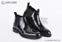 Prada Classic Brogue Boot I Black Burnished Leather
