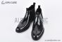 Prada Classic Brogue Boot I Black Burnished Leather