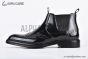 Prada Classic Brogue Boot I Black Burnished Leather