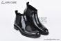 Prada Classic Brogue Boot II Black Burnished Leather