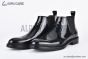 Prada Classic Brogue Boot II Black Burnished Leather