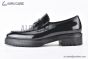Prada Loafer with Logo Plate Black Patent Leather