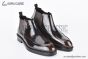 Prada Classic Boot with Side Logo Brown Burnished Leather