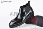 Prada Classic Boot with Side Logo Black Burnished Leather