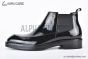 Prada Classic Boot with Side Logo Black Burnished Leather