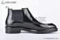 Prada Classic Boot with Side Logo Black Burnished Leather