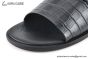 Hermes Izmir Black Croco Patern Leather Sandal with Horse Buckle