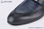 Hermes Paris Black Goat / Blue Croco Patern Leather Loafer