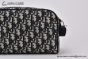 Dior Toiletry Bag Beige & Black Oblique Jacquard with Black Grained Calfskin